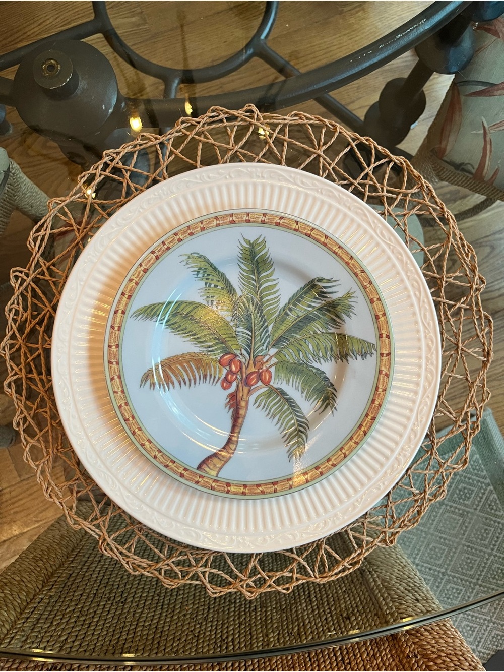 4 Round Natural Woven Placemats (set of 4; up to 5 sets available)